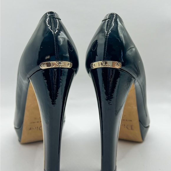 Christian Dior Black Peep Toe with Gold Hardware - Picture 4 of 10